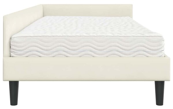 Kutni krevetni okvir s madracem Ostalo 2 pcs Krema Baršun - Krem / 80 x 200 cm