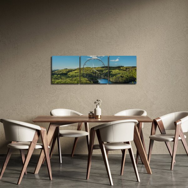 Slika - Jezero u šumi (sa satom) (90x30 cm)