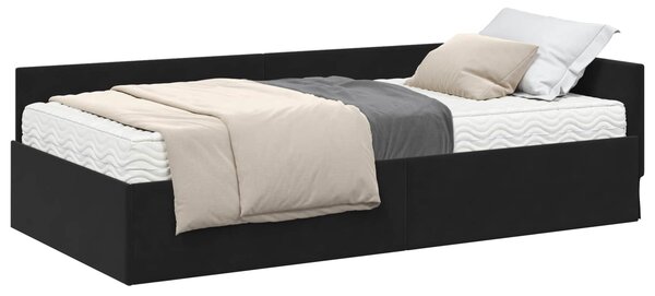 Kutni krevetni okvir s madracem Ostalo 2 pcs Crna Baršun - Crna / 80 x 200 cm
