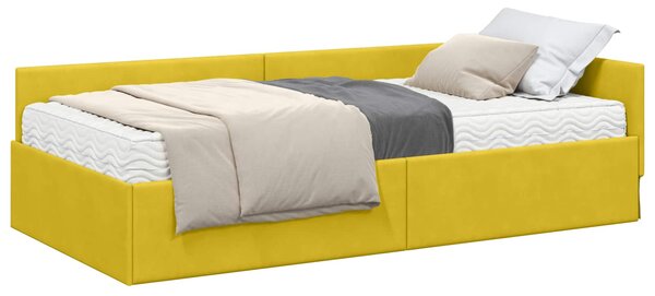 Kutni krevetni okvir s madracem Ostalo 2 pcs Žuta Baršun - Žuta / 80 x 200 cm