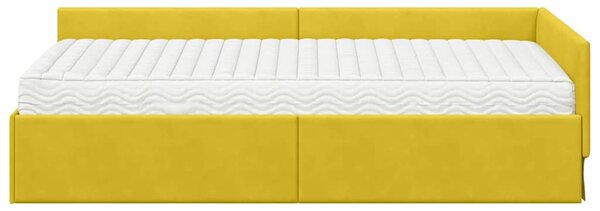 Kutni krevetni okvir s madracem Ostalo 2 pcs Žuta Baršun - Žuta / 80 x 200 cm