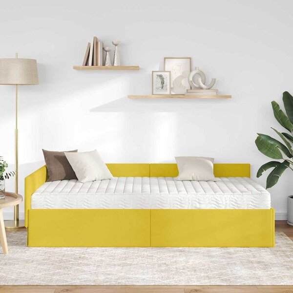 Kutni krevetni okvir s madracem Ostalo 2 pcs Žuta Baršun - Žuta / 80 x 200 cm