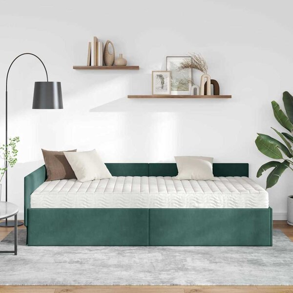Kutni krevetni okvir s madracem Ostalo 2 pcs Zelena Baršun - Crvena / 80 x 200 cm
