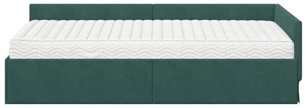 Kutni krevetni okvir s madracem Ostalo 2 pcs Zelena Baršun - Crvena / 80 x 200 cm