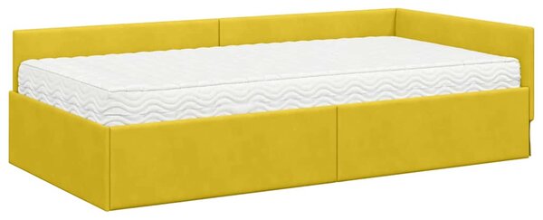 Kutni krevetni okvir s madracem Ostalo 2 pcs Žuta Baršun - Žuta / 80 x 200 cm