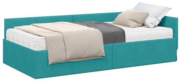 Kutni krevetni okvir s madracem Ostalo 2 pcs Tirkizna Baršun - Tirkizna / 80 x 200 cm