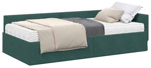 Kutni krevetni okvir s madracem Ostalo 2 pcs Zelena Baršun - Crvena / 80 x 200 cm