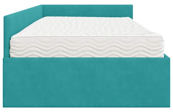Kutni krevetni okvir s madracem Ostalo 2 pcs Tirkizna Baršun - Tirkizna / 80 x 200 cm