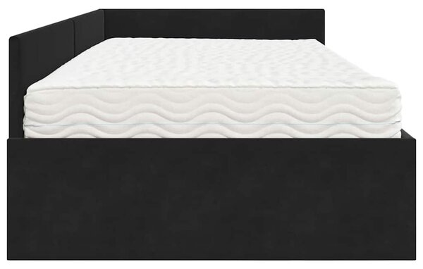 Kutni krevetni okvir s madracem Ostalo 2 pcs Crna Baršun - Crna / 80 x 200 cm