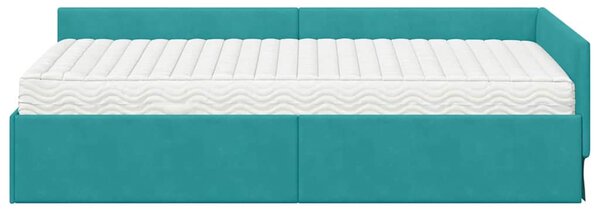 Kutni krevetni okvir s madracem Ostalo 2 pcs Tirkizna Baršun - Tirkizna / 80 x 200 cm