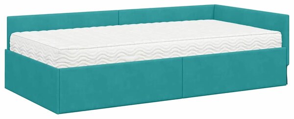Kutni krevetni okvir s madracem Ostalo 2 pcs Tirkizna Baršun - Tirkizna / 80 x 200 cm