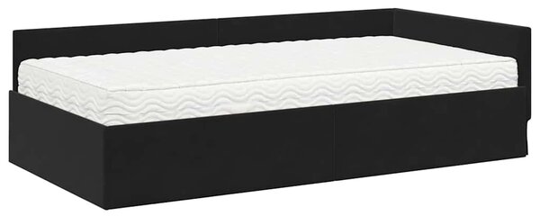 Kutni krevetni okvir s madracem Ostalo 2 pcs Crna Baršun - Crna / 80 x 200 cm