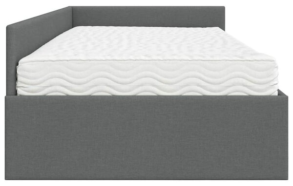 Kutni krevetni okvir s madracem Ostalo 2 pcs Siva tkanina - Siva / 80 x 200 cm
