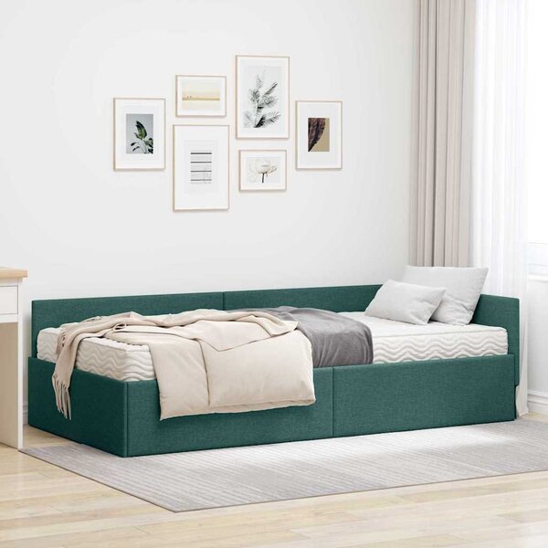 Kutni krevetni okvir s madracem Ostalo 2 pcs Zelena tkanina - Zelena / 80 x 200 cm
