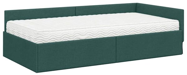 Kutni krevetni okvir s madracem Ostalo 2 pcs Zelena tkanina - Zelena / 80 x 200 cm