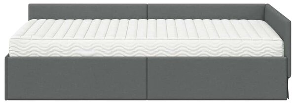 Kutni krevetni okvir s madracem Ostalo 2 pcs Siva tkanina - Siva / 80 x 200 cm
