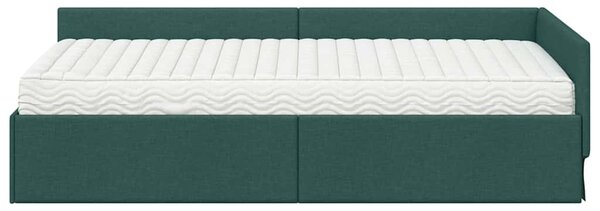 Kutni krevetni okvir s madracem Ostalo 2 pcs Zelena tkanina - Zelena / 80 x 200 cm