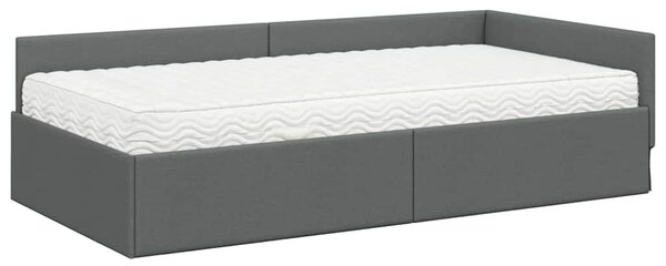 Kutni krevetni okvir s madracem Ostalo 2 pcs Siva tkanina - Siva / 80 x 200 cm