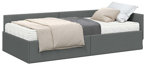 Kutni krevetni okvir s madracem Ostalo 2 pcs Siva tkanina - Siva / 80 x 200 cm