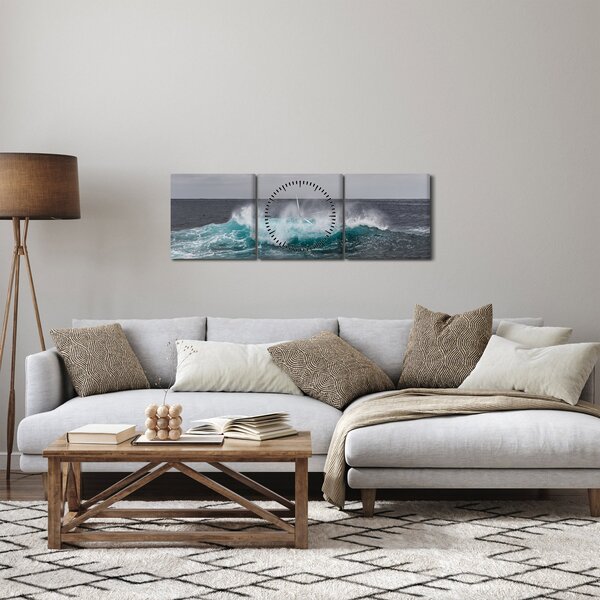 Slika - Valovi u oceanu (sa satom) (90x30 cm)