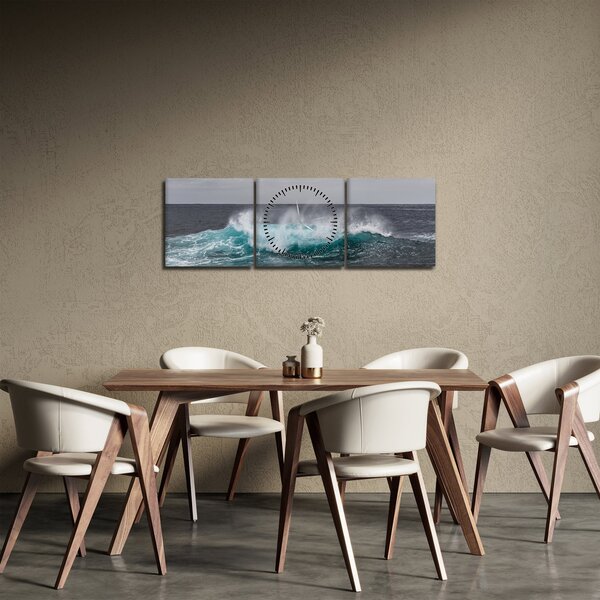 Slika - Valovi u oceanu (sa satom) (90x30 cm)