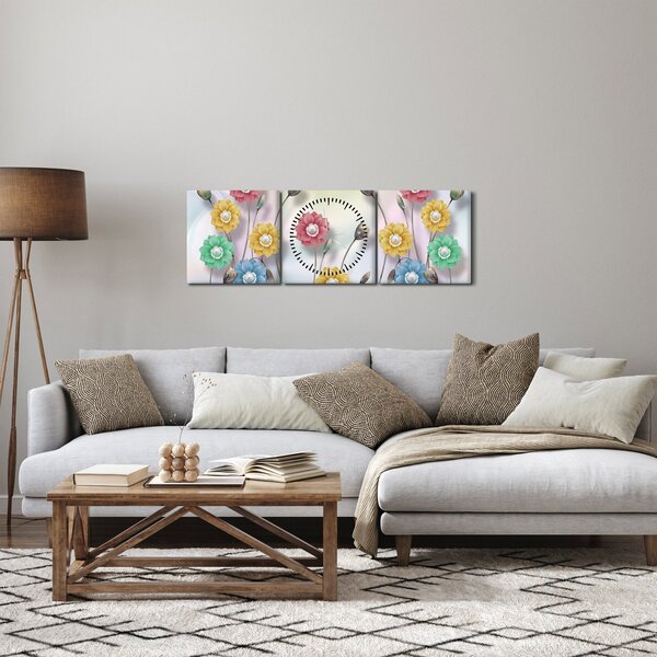 Slika - Šarena livada (sa satom) (90x30 cm)