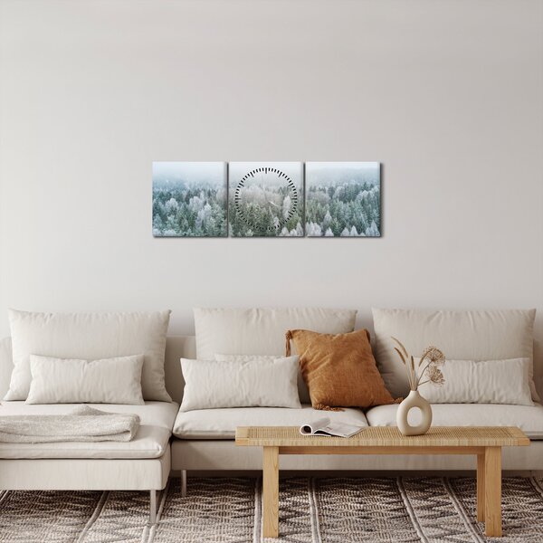 Slika - Snježni šumski vrhovi (sa satom) (90x30 cm)