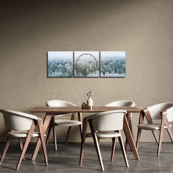 Slika - Snježni šumski vrhovi (sa satom) (90x30 cm)