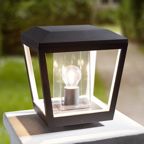Lucande postolje svjetlo Dunia, antracit, metal, 24 cm, IP54, prigušiva, Crno, Metal