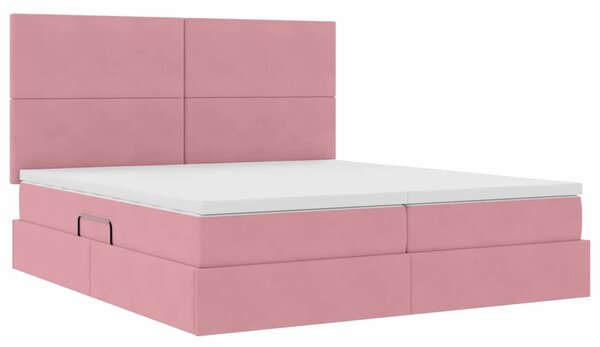 Krevet s od storage s uzglavljem Ružičasta 180 x 200 cm Baršun - Ružičasta / 180 x 200 cm