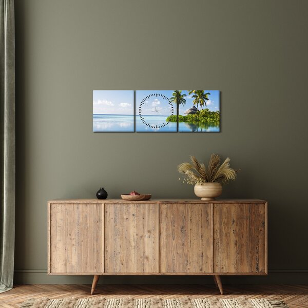 Slika - Tropski otok (sa satom) (90x30 cm)