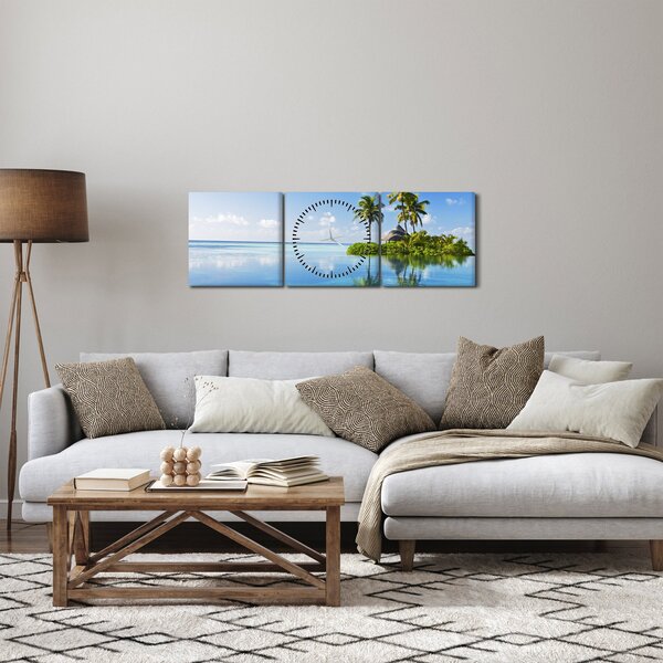 Slika - Tropski otok (sa satom) (90x30 cm)
