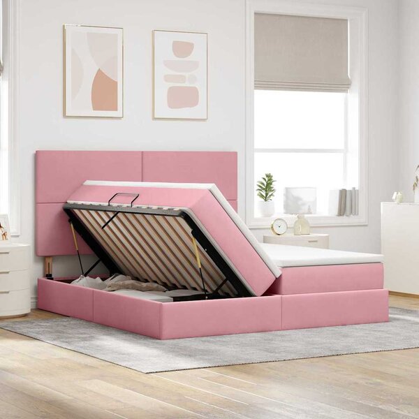 Krevet s od storage s uzglavljem Ružičasta 180 x 200 cm Baršun - Ružičasta / 180 x 200 cm
