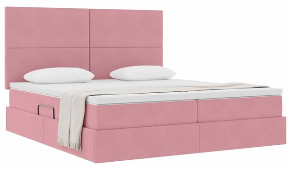 Krevet s od storage s uzglavljem Ružičasta 180 x 200 cm Baršun - Ružičasta / 180 x 200 cm