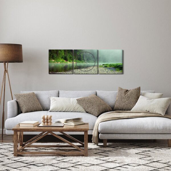 Slika - Rijeka u blizini šume (sa satom) (90x30 cm)