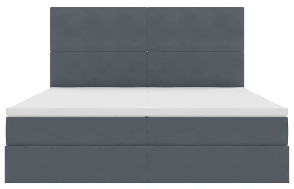 Krevet s od storage s uzglavljem Tamno siva 200 x 200 cm Baršun - Siva / 200 x 200 cm