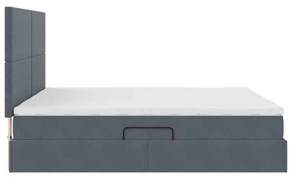 Krevet s od storage s uzglavljem Tamno siva 200 x 200 cm Baršun - Siva / 200 x 200 cm