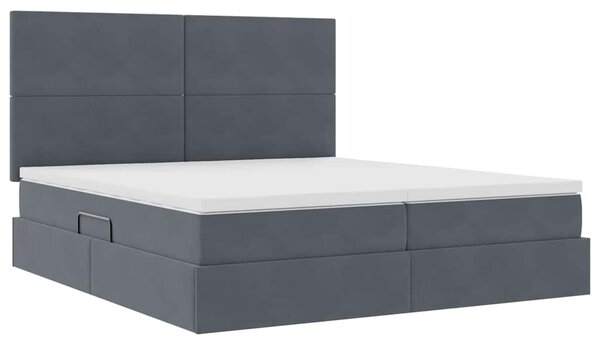 Krevet s od storage s uzglavljem Tamno siva 200 x 200 cm Baršun - Siva / 200 x 200 cm
