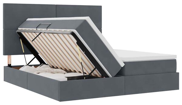 Krevet s od storage s uzglavljem Tamno siva 200 x 200 cm Baršun - Siva / 200 x 200 cm