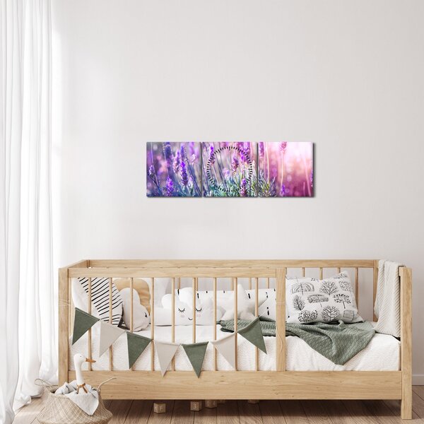 Slika - Lavanda u sjaju sunca (sa satom) (90x30 cm)