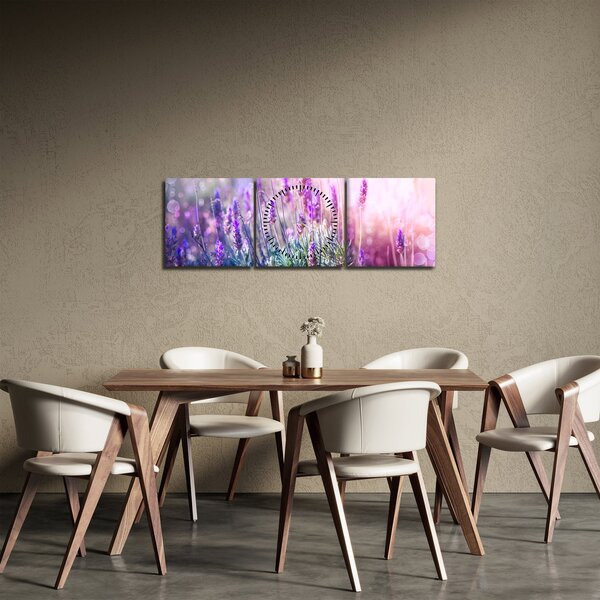 Slika - Lavanda u sjaju sunca (sa satom) (90x30 cm)