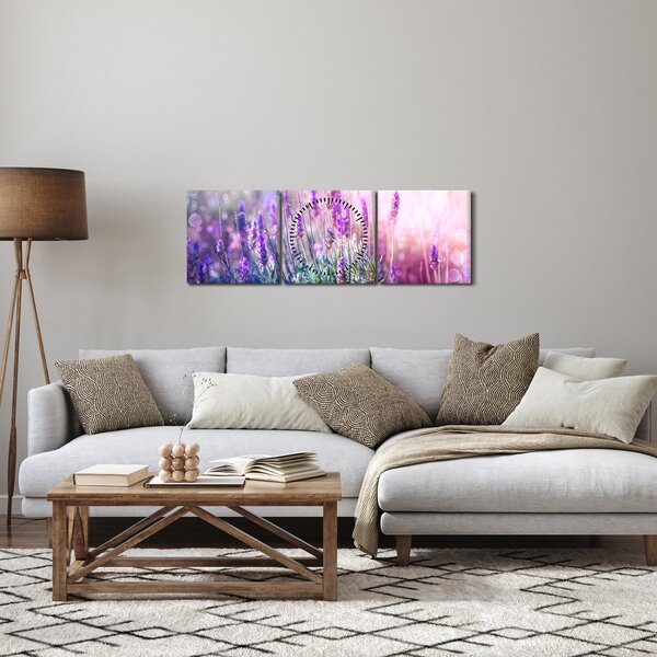 Slika - Lavanda u sjaju sunca (sa satom) (90x30 cm)