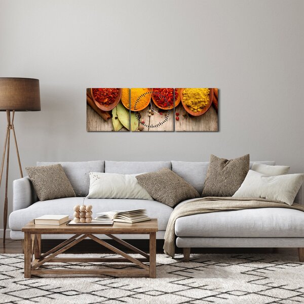 Slika - Začini na drvetu (sa satom) (90x30 cm)