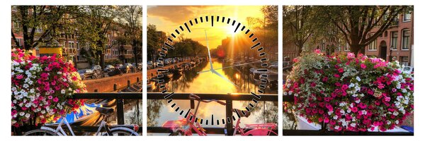 Slika - Izlazak Sunca u Amsterdamu (sa satom) (90x30 cm)