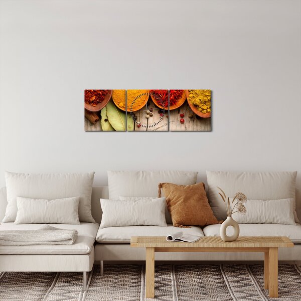 Slika - Začini na drvetu (sa satom) (90x30 cm)