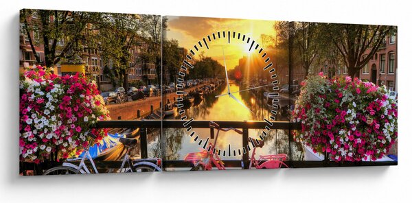 Slika - Izlazak Sunca u Amsterdamu (sa satom) (90x30 cm)