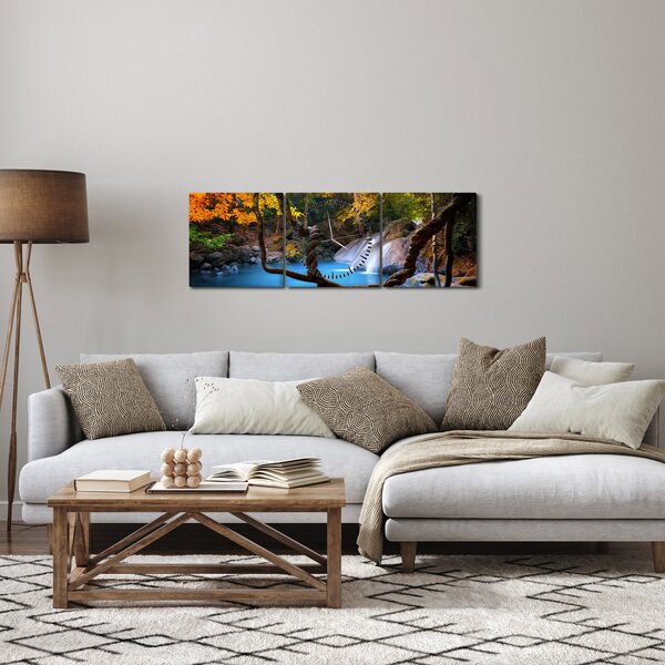 Slika - Slapovi u Aziji (sa satom) (90x30 cm)