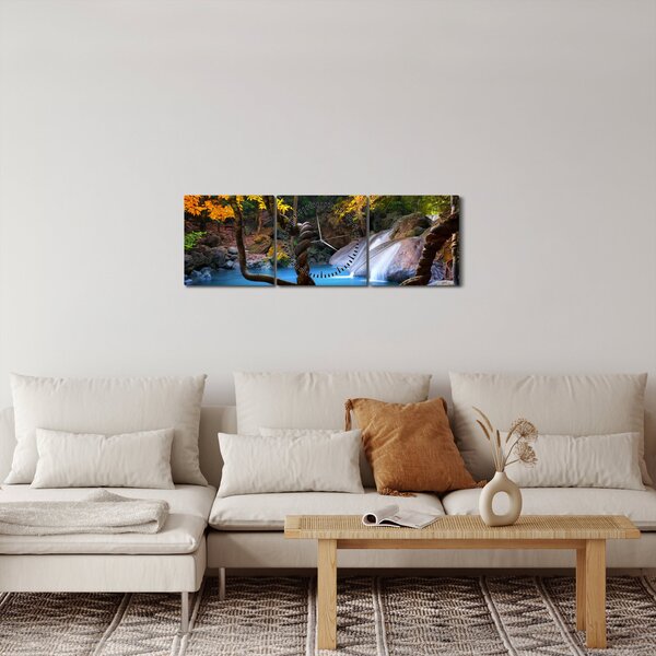 Slika - Slapovi u Aziji (sa satom) (90x30 cm)