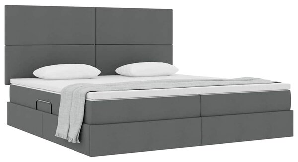 Krevet s madracem i skladištem Tamno siva 200 x 200 cm tkanina - Siva / 200 x 200 cm
