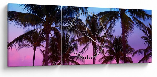 Slika - Palme u Miamiju (sa satom) (90x30 cm)